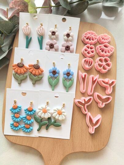 قوالب قطع الطين البوليمري على شكل زهرة الأقحوان لصنع الأقراط والمجوهرات DIY، مثالية لصنع الديكورات اليدوية والمجوهرات، أدوات صنع المجوهرات