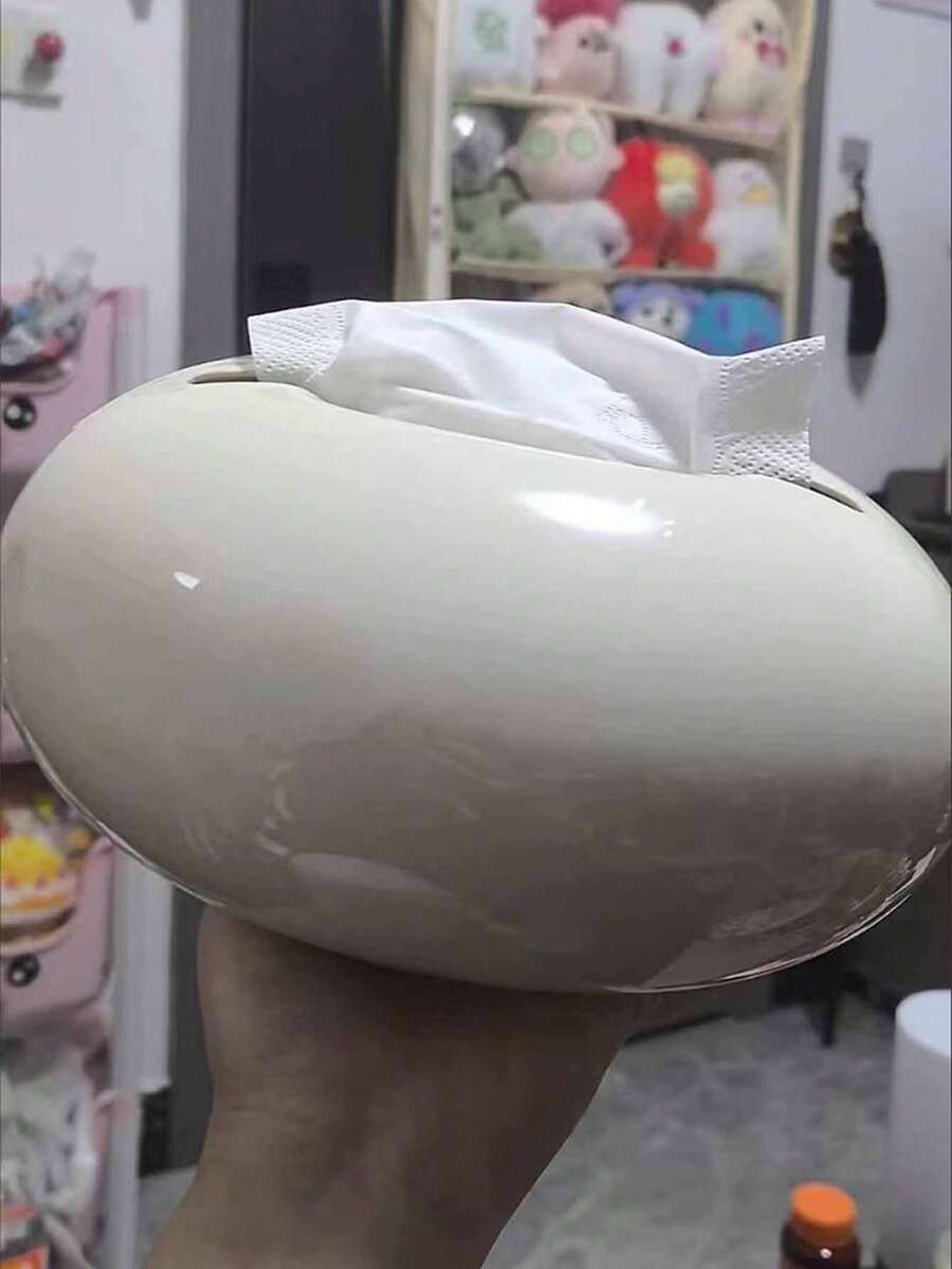 1 Stück/Taschentuchbox für den Schreibtisch, hochwertig, luxuriös, künstlerisch und raffiniert, Taschentuchbox für den Heimgebrauch, Wohnzimmer Taschentuchbox, cremeweiß