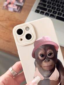 1 pieza Funda de teléfono suave con diseño de mono minimalista blanco, cobertura completa, anti-arañazos y anti-huellas, compatible con iPhone 16/16Pro/16Plus/15/15ProMax/15Pro/11/12/13/14ProMax/11Pro/11ProMax/12Pro/12ProMax/13Pro/13ProMax/14Pro/14ProMax, diseño premium creativo - Multicolor - Ver 4