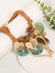 Collier bohème avec éléments mixtes, design exagéré de ras-de-cou pour les fêtes et les vacances - Multicolore - Voir 4