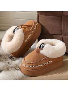 Women's Closed Toe Slippers, Thick Plush Warm Slippers For Indoor Home Comfortable Lightweight Slippers, Fashionable Outdoor Wear