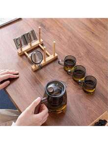 1pc Heat-Resistant Transparent Glass Cup With Handle, Suitable For Home, Office, KTV, Great For Drinking Water, Tea, Beverages, Espresso, Etc. [Note: Cup Only, No Cup Holder] - Black - View 4