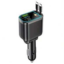 4-In-1 Retractable Car Phone Charger With Fast Charging And LED Starry Sky Projector Retractable Cable Phone Charger With Two USB Ports For Charging Four Devices Simultaneously Universal Car Accessory - Multicolor - View 6