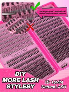 640 件 D 卷曲单根睫毛簇大容量 10D+20D/30D+40D+50D，常规睫毛 12-16 毫米 DIY 睫毛簇套装自然外观、超浓密、纤细、超柔软、超轻可重复使用单段假睫毛睫毛延长套装带化妆工具睫毛。 - 粉色 - 查看 9