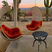 Mesa auxiliar de aluminio fundido para exteriores, redonda, pequeña, todo clima, mesa de café para patio, parque, césped, jardín (53 bronce) - 18,5" Negro - Ver 5