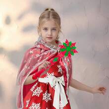 圣诞雪花斗篷和雪花魔杖组合套装，儿童角色扮演道具/舞台表演服装/派对游戏服装，适合 3 岁以上儿童，生日/圣诞节/新年礼物