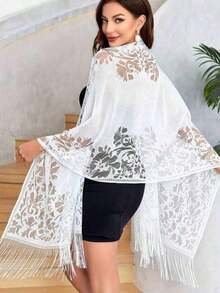 1pc Elegant Lace Scarf For Women, Evening Dress Shawl - 白色 - 查看 1