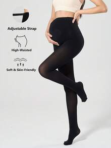 1pc Black Maternity Tights - Casual & Versatile, Suitable For Spring & Autumn, With Adjustable Waistband, Essential For Daily Wear - Multicolor - View 11