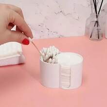 2-In-1 Cotton Swab & Makeup Pad Storage Box, Dual Compartment Bathroom Organizer, Space-Saving Vanity Tidy, Desktop Cotton Swab & Makeup Remover Pad Holder, Dual Hole Round Powder Puff Storage Box, Suitable For Bathroom, Bedroom, Dining Room, Living Room, Back To School (Random Style & Color) - Multicolor - View 15