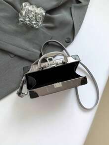 1个新款收音机造型手提包，时尚音乐元素盒子包，趣味礼物，独特扬声器设计斜挎包，男女皆宜 - 槍色 - 查看 7