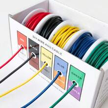 Juego de cables de cobre estañado de 18-26 AWG, bobina de cable trenzado, 5 colores (rojo, negro, amarillo, azul, verde), con aislamiento de silicona flexible, adecuado para DIY, automoción, hogar y cableado eléctrico - alta flexibilidad y durabilidad, cables electrónicos - Multicolor - Ver 14