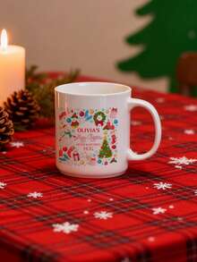 1 Stück personalisierte Tasse, personalisierte Weihnachts-Namenstasse, individualisierte Keramik-Kaffeetasse, festliche Feiertagsgetränke, perfekte Tasse für heiße Schokolade zuhause & im Büro, einzigartiges Weihnachtsgeschenk für Familie, Freunde, Paare oder Kollegen, ideal für Weihnachten, Neujahr & Feiertage