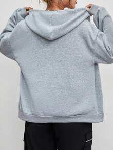 Customize Personalized Gifts, Customize Women's Pocket Hooded Cardigan Jackets, Add Text, Choose Your Favorite Color And Font, Customize Thick Fleece Sweatshirt Jackets. Custom Jackets, Custom Text Cardigans, Everyday Wear, Ideal Gifts For Anniversaries, Birthdays, Holidays Or Gifts For Friends And Family, Comfortable And Casual, Women's Tops, Custom Printed Hooded Sweatshirts, Women's Hooded Jackets - Màu Xám nhạt - Xem 3