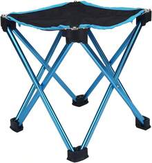 GOTOTOP Asiento Plegable para Acampar, Taburete Plegable Portátil de Aleación de Aluminio, Taburete Plegable, para Viajar, Pescar, Acampar Al Aire Libre (Blue) - 1 - Ver 3