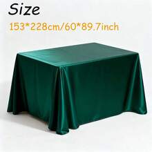1pc Elegant Dark Green Satin Christmas Tablecloth, Rectangular Washable Reusable Tablecloth With High-Quality Polyester Satin Texture, Suitable For Weddings, Birthdays, Restaurants, Home Gatherings, Outdoor Parties, Christmas Party Table Covers - 墨綠色 - 查看 17