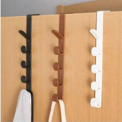 1 Percha de ropa multifuncional, Gancho práctico en la puerta, Material de plástico, Fácil de instalar, Ganchos de almacenamiento multiusos para abrigos, toallas, sombreros, bolsas, cada uno con 5 ganchos, para baño, dormitorio, armario, ganchos de armario