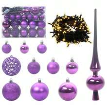 Artificial Hinged Christmas Tree With 150 LEDs 150 Cm PVC - Blanco y morado - Ver 7