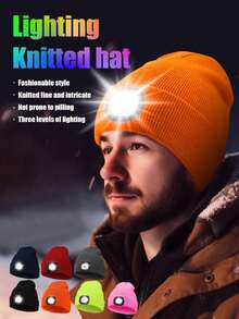 LED针织帽，户外、露营、运动、保暖、照明、多款式可拆卸、夜间户外步行帽、骑自行车、徒步旅行、旅行、钓鱼、工作、免提照明帽 - 彩色 - 查看 7