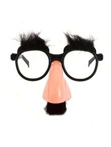 4pcs Funny Black & White Mustache, Big Nose, Glasses, Birthday Party Gag Gifts, Festival Performance Props