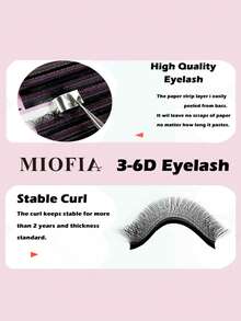 MIOFIA 16股合成貂皮睫毛延长 3D W 柔软自然 C/D 卷曲 8-15毫米混合高品质假睫毛化妆工具