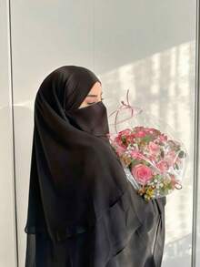 foulard khimar instantané pour femme, couleur unie, asymétrique, multicouche, en mousseline de soie, couvrant tout le visage, confortable, à la mode, élégant, idéal pour le quotidien, les festivals, les rassemblements et les tenues décontractées. - Multicolore - Voir 5