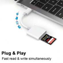 Type-C/Lightning 读卡器适配器，即插即用 SD 卡读卡器，兼容 17/16/15/14/13 Pro Max Plus，便携式读卡器 - 白色 - 查看 5