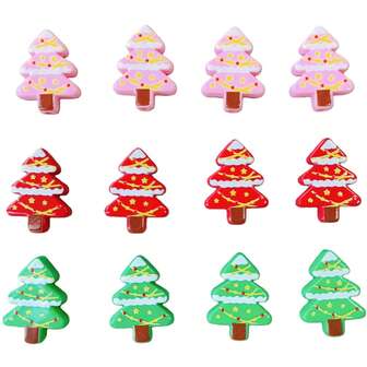 5 piezas Llavero, colgante de bolso, decoración de bolígrafo de árbol de Navidad minimalista de acrílico con cuentas de dibujos animados coloridos, regalo de Navidad para amigos y familiares