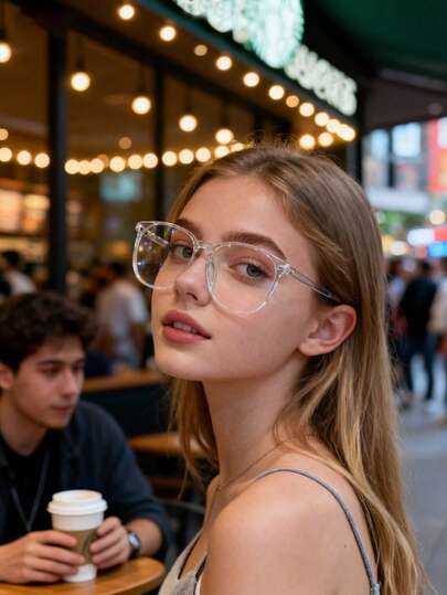 女士透明无度数超大眼镜，轻便（不含眼镜盒）