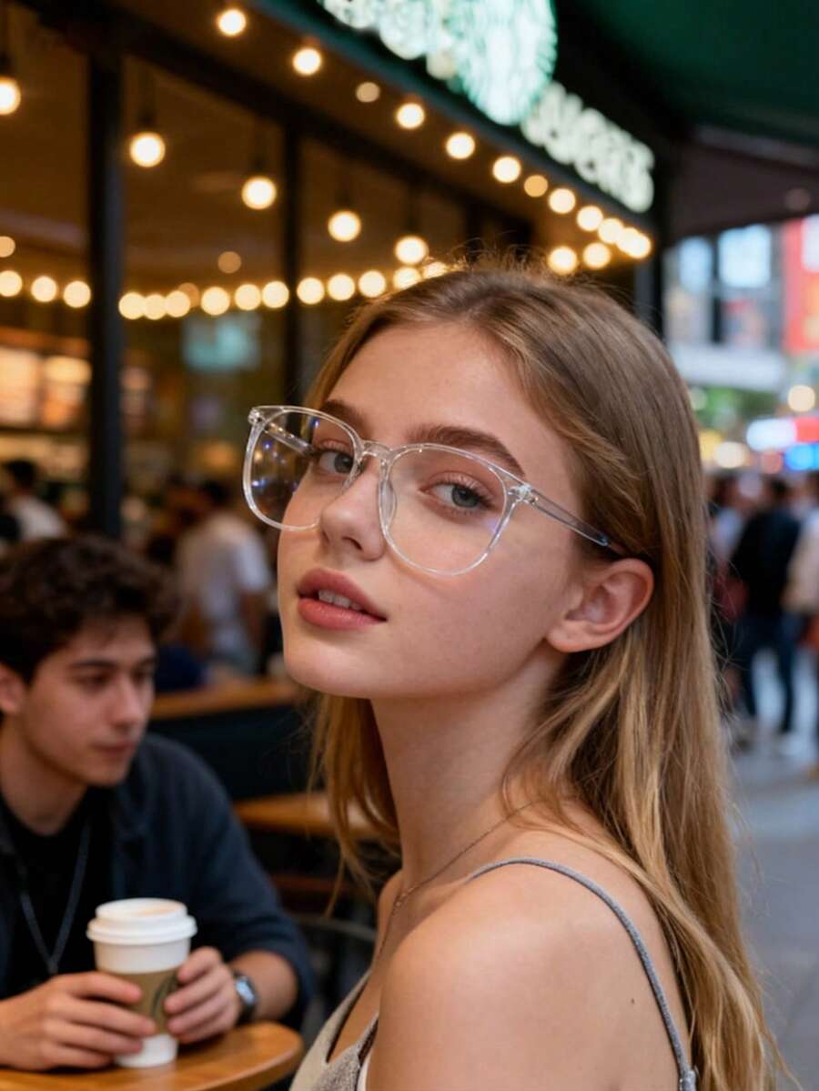 女士透明无度数超大眼镜，轻便（不含眼镜盒） - 彩色 - 查看 1