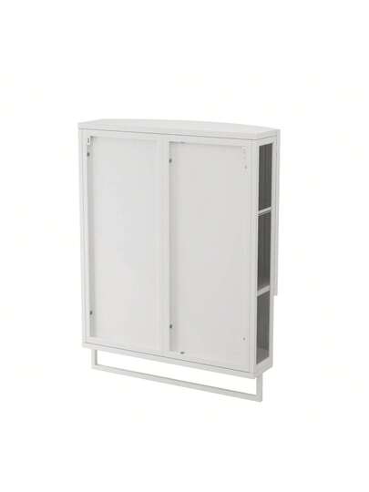 Moderne Arched Glass Two Door Cabinet (60cm) Shatterproof Spiegel out Double Layer Storage, Open Shelf Towel Rack Entryway, Living Room, Bathroom Dining Room view 8