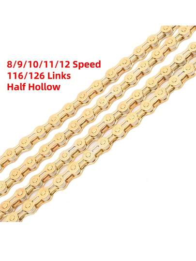 Cadena de bicicleta de 8/9 velocidades, media hueca, ultraligera de 116 eslabones con enlace rápido, para bicicleta de montaña/carretera