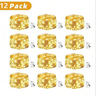 [1/3/5/12 Packs And 3 Modes] 6.6-Foot Battery-Powered Fairy Lights And 20 LEDs, Small Battery-Powered Flashing Lights, Waterproof Silver Wire LED Lights For Interior Decoration, Wedding, Christmas, DIY Brick Bottle