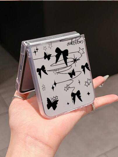 1pc Fashionable Minimalist Matte PC Material Cute Bow Element Foldable Phone Case, Protective And Drop-Resistant: SamsungGalaxy Z Flip 3/Z Flip 4/Z Flip 5/Z Flip 6/ZFlip 7/ Find N3 Flip/ Razr 50 Ultra/ Razr 60 Ultra/ Razr 60/ Razr 50/XiaomiMIX Flip/Galaxy Z Flip7 FE