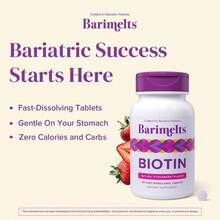 BariMelts Biotin 5000mcg, 90 Fast-Dissolving Tablets (3-Month Supply), Sugar-Free Bariatric Vitamins For Women, Natural Strawberry Flavor - 白色的 - 查看 8