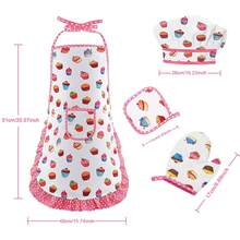 1 Set Kids Cartoon Cake Pattern Apron & Toy Set, For Boys & Girls Kitchen Cooking Baking Experience, Family Interaction, Birthday Party Gift, Christmas Holiday Gift