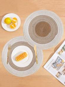 1pc/4pcs/6pcs 15-Inch Round Gradient Woven Placemats, Washable Non-Slip Heat-Resistant Tabletop Mats, Suitable For Home Dining Table Decor, Spring Outdoor Party Holiday Gifts, Christmas Decorations - Multicolor - View 6