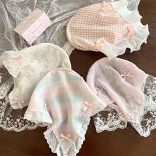 1件多巴胺配色拼接髮箍，法式甜美蕾絲邊頭巾，可愛百搭圍巾式頭巾髮飾 - 彩色 - 查看 8
