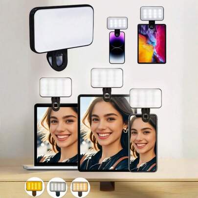 1 件便携式 LED 自拍环形灯，带 USB 充电，3 种照明模式，便携式照明，照片美容光环灯，直播剪辑灯自拍灯，适用于直播、视频会议照明、摄影和视频、迷人礼物、指甲修剪、睫毛延长