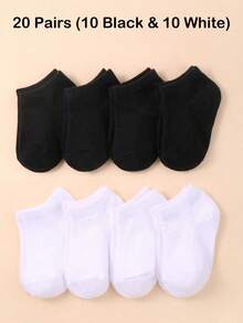 12 Pairs Baby Unisex Boat Socks | Toddler Low Cut Socks | Back To School Kids Children Teenagers Casual Socks | Soft & Comfortable Ankle Socks | Suitable For Boys & Girls | Black & White & Grey Color | Halloween Christmas Xmas New Year Gift | Baby Shower Decoration Gift | 24 Pairs Black & White & Grey Socks | 20 Pairs Black & White Socks - Multicolor - View 21