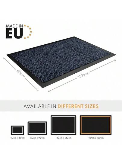 Gentle North High Quality Doormat, Grijs Black, 90x150 Cm, Indoor Outdoor Dirt Trapper Mat, Non Slip, Washable Weatherproof, Entrance Area Runner, Hallway, Thin view 2