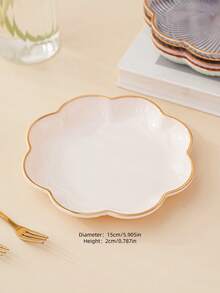 3pcs Novelty Luxury Gilded Floral Design Multi-Purpose Small Trays, Cake/Dessert Plates, Suitable For Halloween, Christmas And Holiday Celebrations