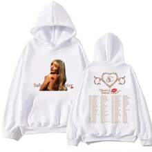 Sabrina Carpenter Short N' Sweet Tour Hoodies Unisex Printed Hooded Street Wear Hooded Pullover Harajuku Sportswear Fashion - 白色 - 查看 1