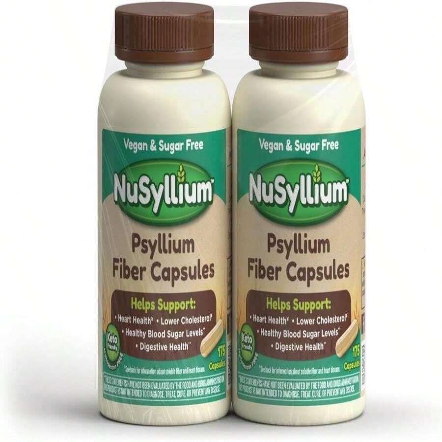 NuSyllium Psyllium Husk Capsules, Organic, USDA Sugar Free, Vegan, 175 Count, Keto-Friendly Dietary Fiber Supplement, Helps Promote Digestive Health* (2-Pack) - Flavor NameF - 查看 1