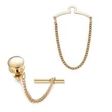 Sanfenly 男士领带夹 - 黑色、蓝色、金色、银色领带夹带链套装 - 情人节、父亲节 - 黑金銀 - 查看 16