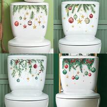 圣诞叶装饰马桶贴纸，马桶水箱贴花 - 彩色 - 查看 1