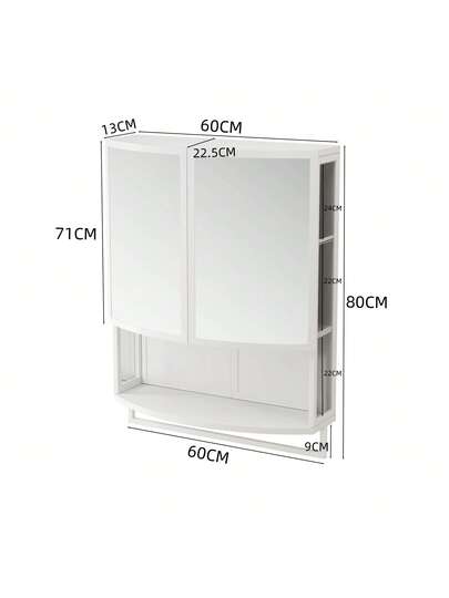 Moderne Arched Glass Two Door Cabinet (60cm) Shatterproof Spiegel out Double Layer Storage, Open Shelf Towel Rack Entryway, Living Room, Bathroom Dining Room view 10