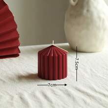 1 pieza Vela perfumada con forma de cilindro puntiagudo de estilo europeo a rayas, accesorio de decoración del hogar (excluyendo los accesorios de la foto) - Multicolor - Ver 15