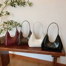 Unique Design Crescent Shoulder Bag For Women, Soft PU Leather Underarm Bag, Fashion Commuter Handbag - Black - View 5