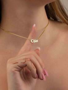 1 Gold Minimalistische Gothic Namenskette mit Kette, Antike England Halskette, personalisierte Namensanpassung Schmuck, Weihnachtsgeschenk - Verschiedenfarbig - Übersicht 5