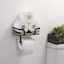 1 pieza Soporte de pared de madera para papel higiénico - Instalación perforada, estantería de almacenamiento ahorradora de espacio, perfecta para organizar y decorar baños y retretes, estantería de almacenamiento de rollos de papel, mejor opción para regalar, contenedor de almacenamiento de papel higiénico, contenedores de almacenamiento de papel higiénico